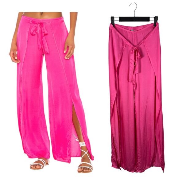 YFB Young Fabulous & Broke Revolve Fauna Hot Pink Flowy Leg Pants Small - Picture 1 of 8